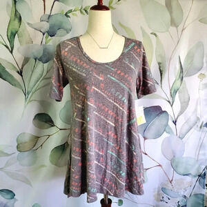 LULAROE | Perfect T in Gray Abstract Stripe sz XXS